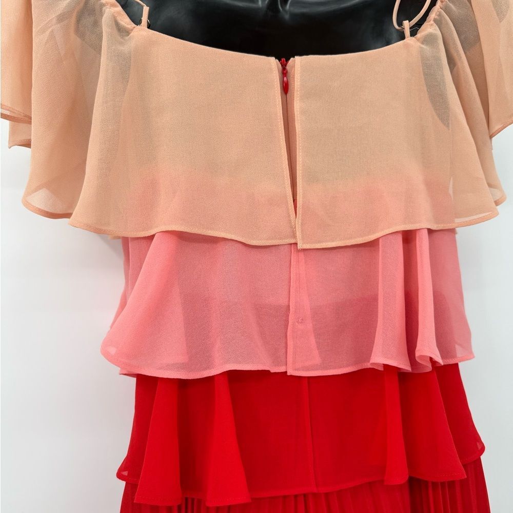 Anthropologie Delfi Collective Madeira Tiered Midi Dress Peach/Pink/Red | Small - Picture 9 of 9